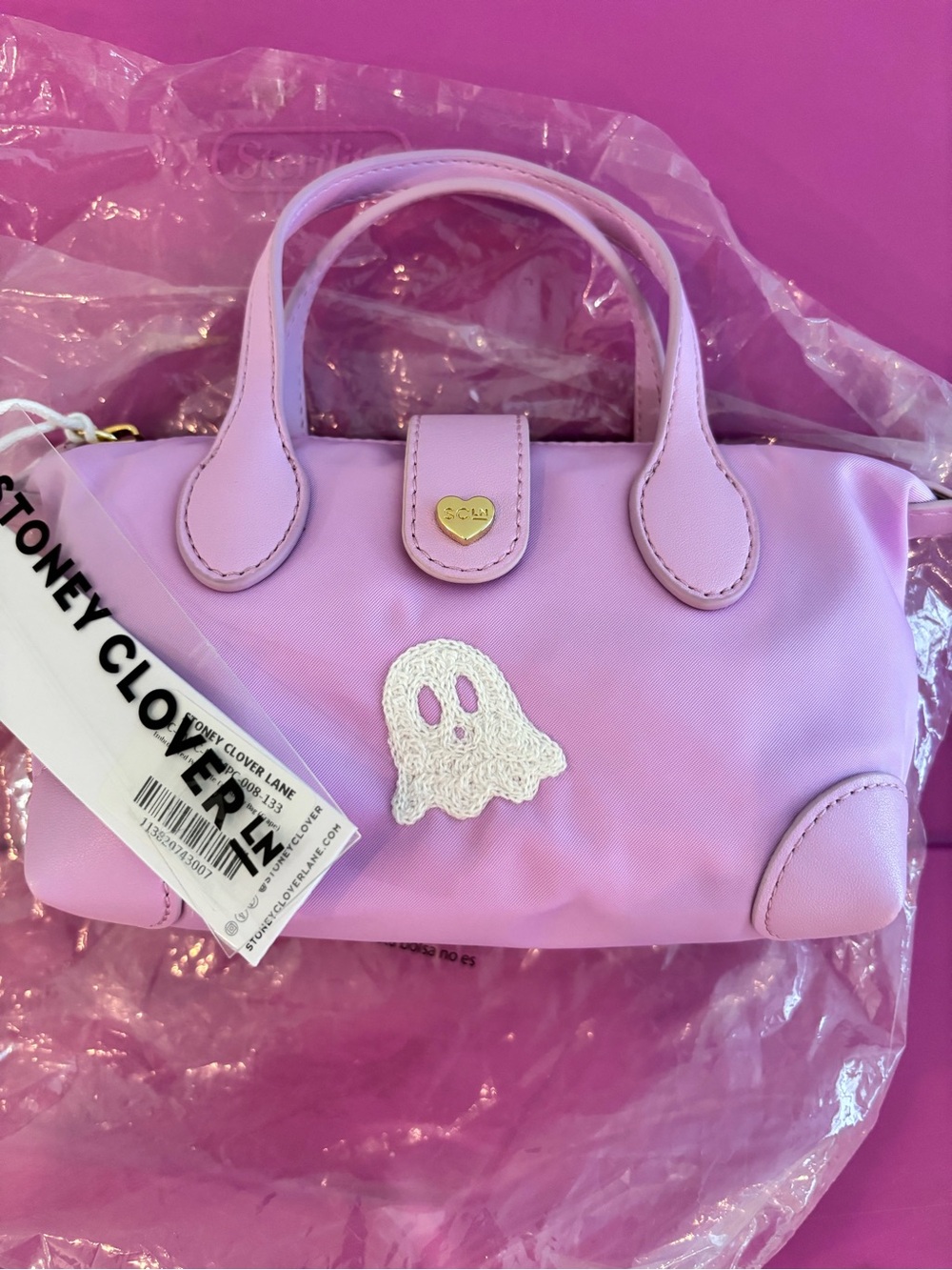 Stoney Clover Lane Lavender Crossbody Bag with White Ghost Patch